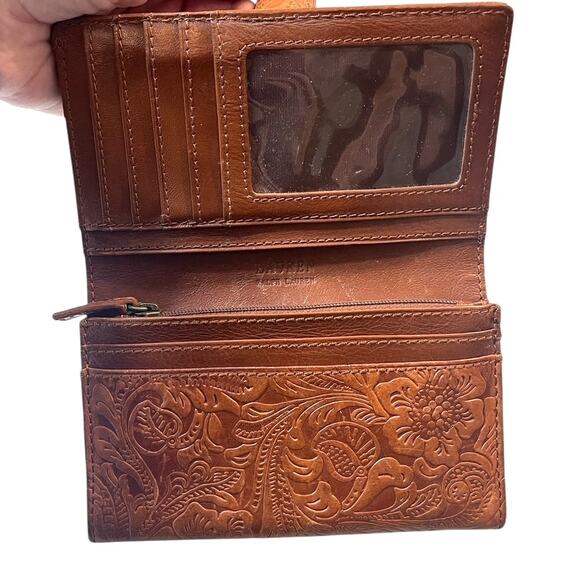 Lauren Ralph Lauren Tooled Leather Wallet – Floral Western Embossed Brown - Picture 7 of 9